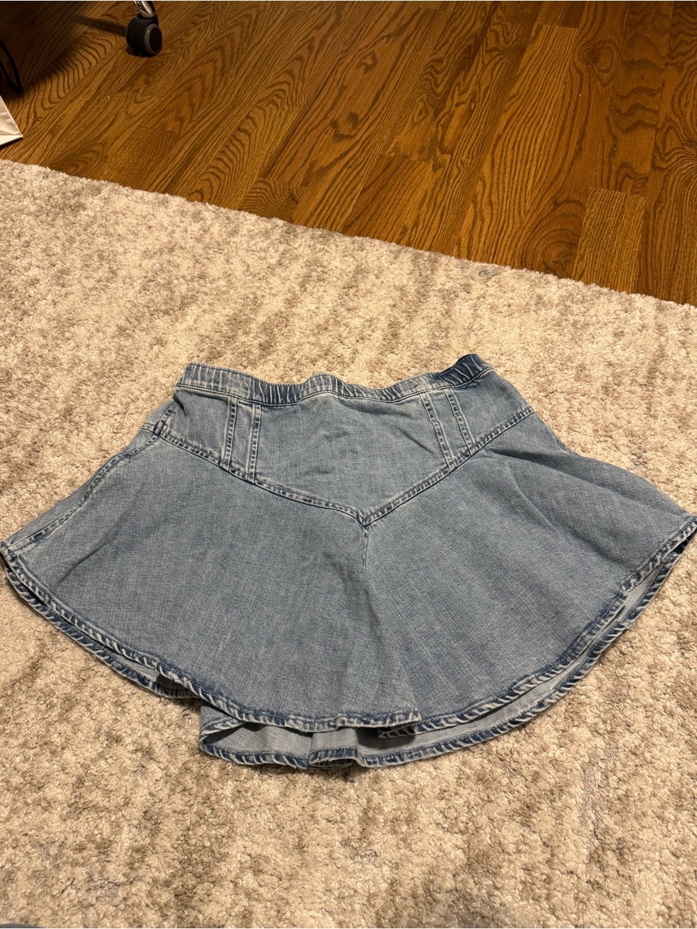 Denim Ruffle Mini Skirt - Light Blue